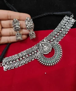 Glamaya Premium Oxidised Choker Set With Earrings 3 GLAM-CN-OX-100-514099-150-2
