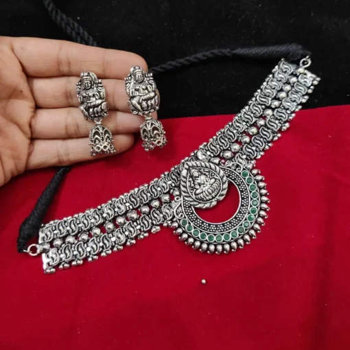 Glamaya Premium Oxidised Choker Set With Earrings 3 GLAM-CN-OX-100-514099-150-2 Glamaya Premium Oxidised Choker Set With Earrings 3 GLAM-CN-OX-100-514099-150-2