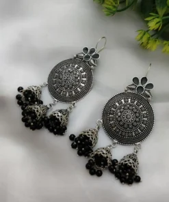 Glamaya German Silver Cute Dangle Earring Black 1 GLAM-ER-OX-45-595604-75-2