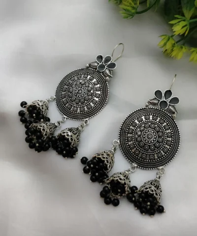 Glamaya German Silver Cute Dangle Earring Black 1 GLAM-ER-OX-45-595604-75-2