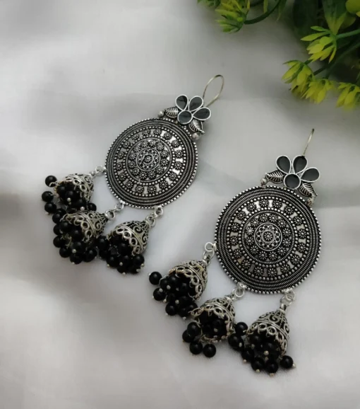 Glamaya German Silver Cute Dangle Earring Black 1 GLAM-ER-OX-45-595604-75-2