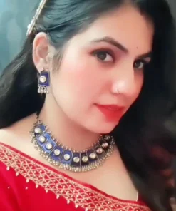 Glamaya Kundan Meenakari Round Polki Necklace Earring Set Blue 2 GLAM-CN-KP-16-374434-30-10