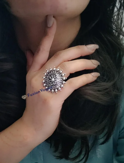 Glamaya Oxidized German Silver Adjustable Finger Ring 05 3 GLAM-RI-OX-7F5-707508-16-4 Glamaya Oxidized German Silver Adjustable Finger Ring 05 3 GLAM-RI-OX-7F5-707508-16-4