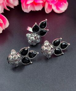 Glamaya Antique Earring Ring Combo Black 1 GLAM-CE-OX-7F8-767940-15-9