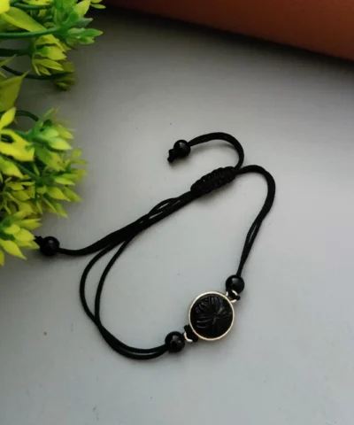 Glamaya Oxidized Engraved Stone Adjustable Nazar Anklet 1 GLAM-AN-ST-2F2-326105-5-9