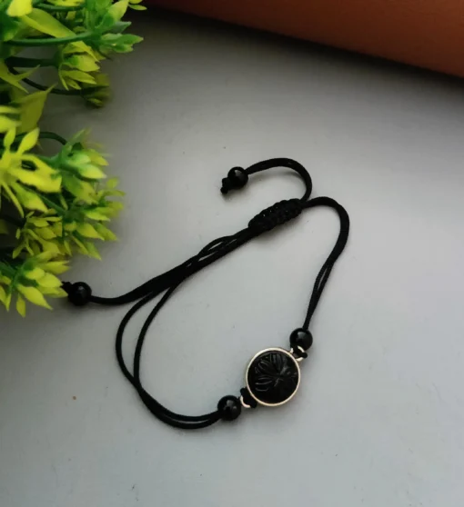 Glamaya Oxidized Engraved Stone Adjustable Nazar Anklet 1 GLAM-AN-ST-2F2-326105-5-9