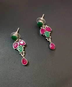 Glamaya Stunning Silver Lookalike Earrings With Semi Precious Stones 3 GLAM-ER-ST-40-262868-71-2