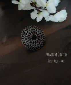 Glamaya Oxidized Jumbo Size Adjustable Ring Black 1 GLAM-RI-OX-15-167348-25-6