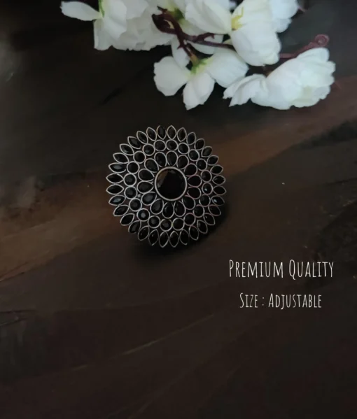 Glamaya Oxidized Jumbo Size Adjustable Ring Black 1 GLAM-RI-OX-15-167348-25-6
