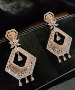 Glamaya American Diamond Dangle Party Wear Earring Rose Gold 2 GLAM-ER-CZ-228-913928-250-5