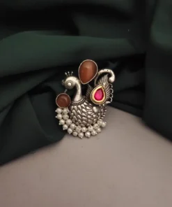 Glamaya Vintage Peacock Adjustable Ring: Indian Traditional Beauty 1 GLAM-RI-OX-21F7-754816-33-6