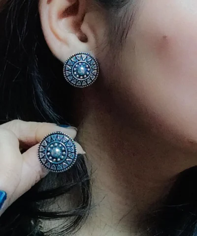 Glamaya Oxidized Silver Lookalike Stud Earring 03 2 GLAM-ER-OX-3F8-245577-8-8