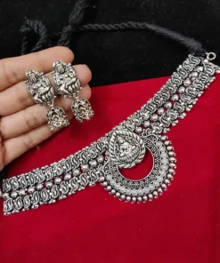Glamaya Premium Oxidised Choker Set With Earrings 4 GLAM-CN-OX-100-514099-150-2