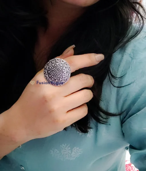 Glamaya Oxidized German Silver Adjustable Finger Ring 14 2 GLAM-RI-OX-15-668845-32-2 Glamaya Oxidized German Silver Adjustable Finger Ring 14 2 GLAM-RI-OX-15-668845-32-2