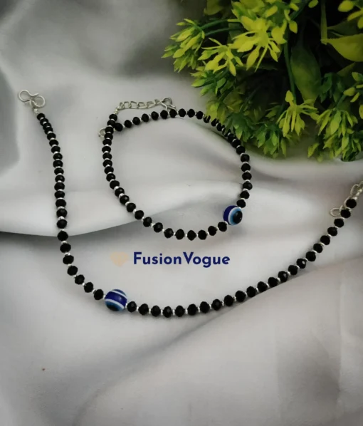 Glamaya Oxidized Black Beads Evil Eye Nazarbattu Anklet 1 GLAM-AN-BE-20-350409-45-3