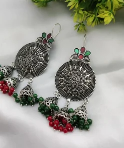 Glamaya German Silver Cute Dangle Earring Red Green 1 GLAM-ER-OX-9-903459-15-10