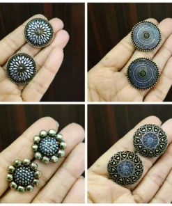 Glamaya Two Tone Oxidized Daily Wear Stud Earring 4 Pair 1 GLAM-ER-TT-53F3-365891-100-3