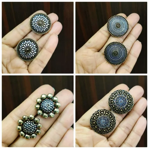 Glamaya Two Tone Oxidized Daily Wear Stud Earring 4 Pair 1 GLAM-ER-TT-53F3-365891-100-3