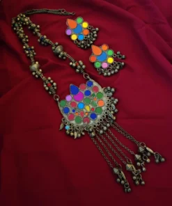 Glamaya Afghani Long Necklace Earring Set Afghan Fashion 1 GLAM-CN-BP-46F3-440606-75-4
