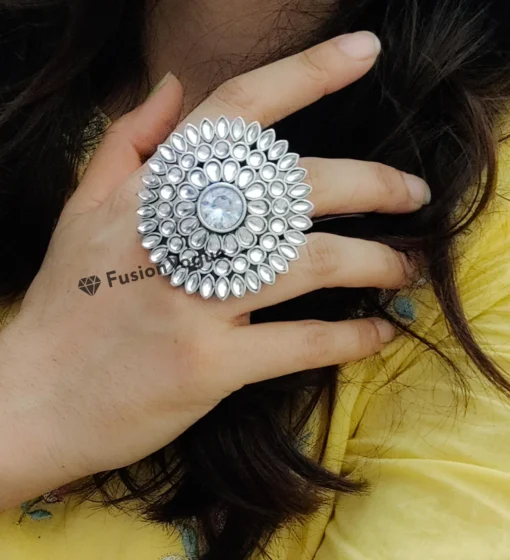 Glamaya Oxidized Jumbo Size Adjustable Ring White 2 GLAM-RI-OX-45-587204-75-2 Glamaya Oxidized Jumbo Size Adjustable Ring White 2 GLAM-RI-OX-45-587204-75-2