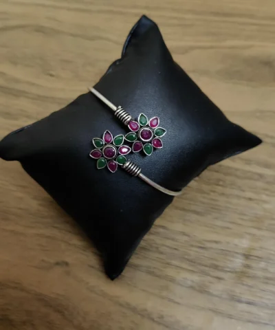 Glamaya Oxidized Multicolor Stone Adjustable Silver Lookalike Bracelet 1 GLAM-BB-ST-5F7-292456-11-7