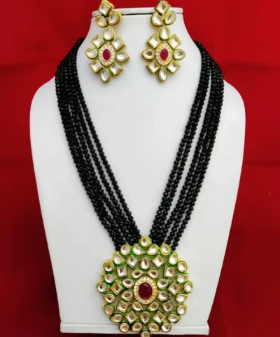 Glamaya Exquisite Kundan Stone & Crystal Bead Jewelry Set 2 GLAM-CN-CR-30-081277-50-6