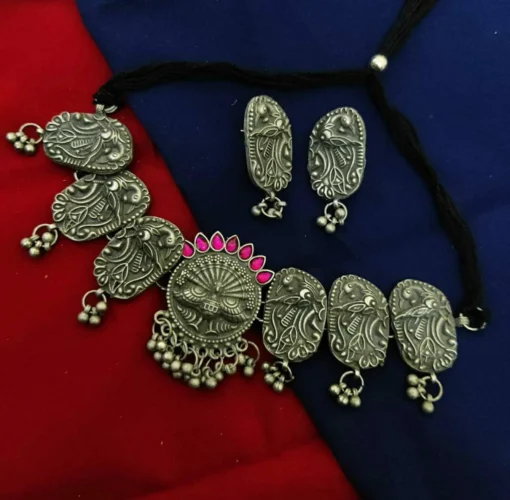 Glamaya Elegant Peacock Choker Necklace Set – Antique Black Polish Design 4 GLAM-CN-BP-60-463993-89-2 Glamaya Elegant Peacock Choker Necklace Set - Antique Black Polish Design 4 GLAM-CN-BP-60-463993-89-2