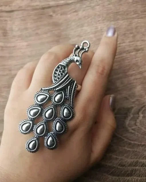Glamaya Oxidized Peacock 🦚 Adjustable Ring 1 GLAM-RI-OX-7F5-141056-16-4