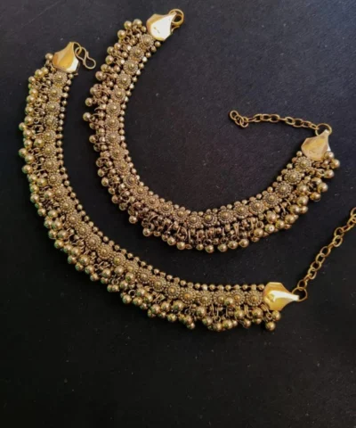 Glamaya Oxidised Gold Plated Anklet For Women And Girls 1 GLAM-AN-GP-50-278697-82-2