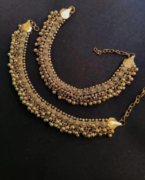 Glamaya Oxidised Gold Plated Anklet For Women And Girls 1 GLAM-AN-GP-50-278697-82-2