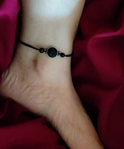 Glamaya Oxidized Engraved Stone Adjustable Nazar Anklet 2 GLAM-AN-ST-2F2-326105-5-9