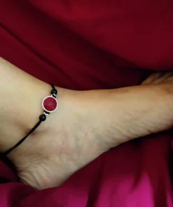 Glamaya Oxidized Red Engraved Stone Nazar Anklet 2 GLAM-AN-ST-6F7-168113-15-3