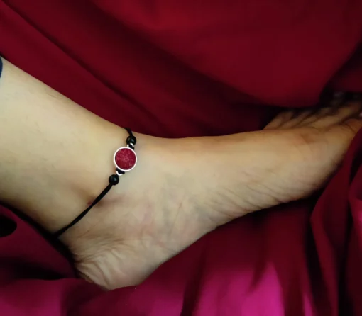 Glamaya Oxidized Red Engraved Stone Nazar Anklet 2 GLAM-AN-ST-6F7-168113-15-3 Glamaya Oxidized Red Engraved Stone Nazar Anklet 2 GLAM-AN-ST-6F7-168113-15-3