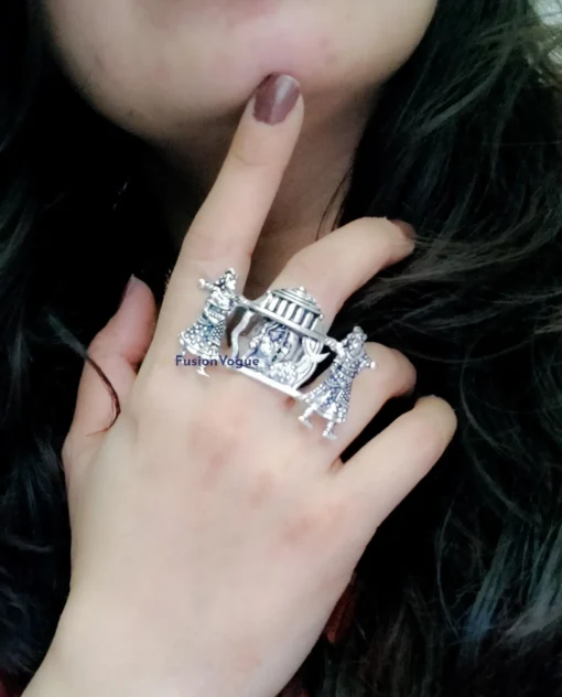 Glamaya Oxidized German Silver Adjustable Finger Ring 01 3 GLAM-RI-OX-7F5-409810-16-4 Glamaya Oxidized German Silver Adjustable Finger Ring 01 3 GLAM-RI-OX-7F5-409810-16-4