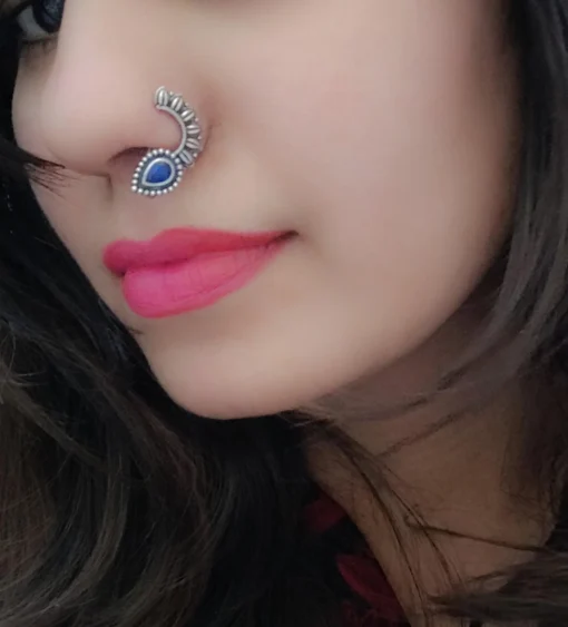 Glamaya Intricate Oxidised German Silver Droplets Nose Pin For Women 6 GLAM-EN-OX-2-882204-5-5 Glamaya Intricate Oxidised German Silver Droplets Nose Pin For Women 6 GLAM-EN-OX-2-882204-5-5