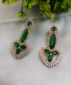 Glamaya Beautiful Luxury American Diamond Earring Green 1 GLAM-ER-CZ-90-622473-110-5