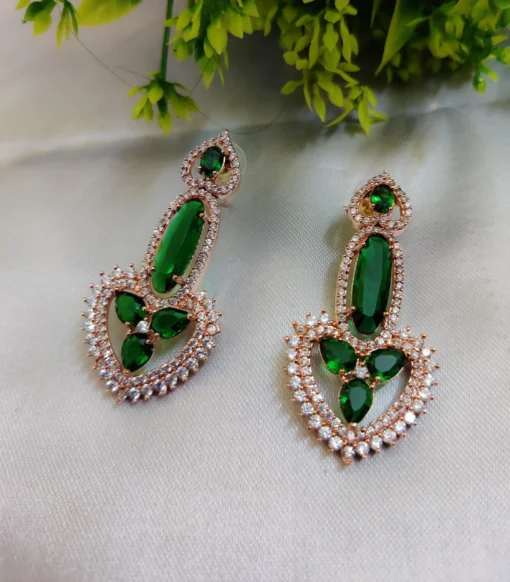 Glamaya Beautiful Luxury American Diamond Earring Green 1 GLAM-ER-CZ-90-622473-110-5