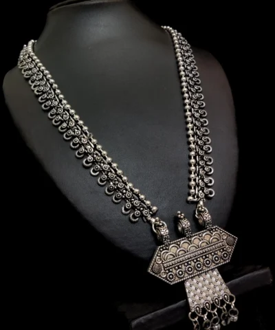 Glamaya Oxidized German Silver Long Necklace 1 GLAM-NE-OX-30-126594-49-5