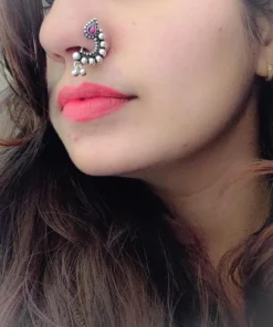 Glamaya Ethnic Maharashtrian Oxidised Nose Pin Nath - Premium Quality 2 GLAM-NP-OX-7-303554-13-5