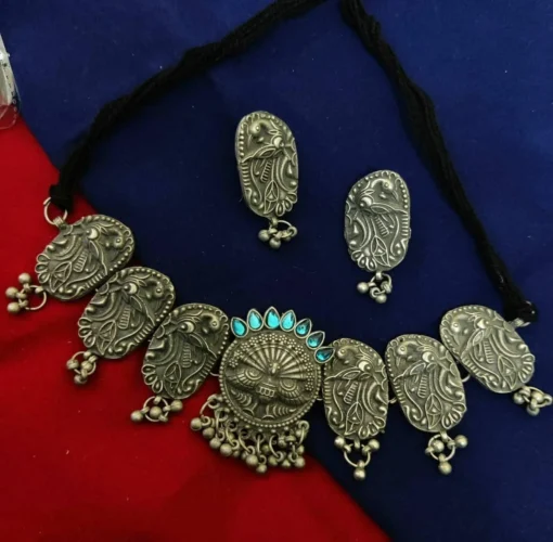 Glamaya Elegant Peacock Choker Necklace Set – Antique Black Polish Design 5 GLAM-CN-BP-60-463993-89-2 Glamaya Elegant Peacock Choker Necklace Set - Antique Black Polish Design 5 GLAM-CN-BP-60-463993-89-2
