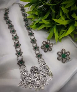 Glamaya Oxidized Long Temple Necklace Earring Set 1 GLAM-CN-OX-21F4-245312-35-7