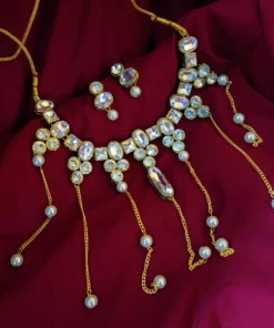 Glamaya Naira Kundan Glass Stone Necklace Earring Set 1 GLAM-CN-KS-43F3-194213-66-3