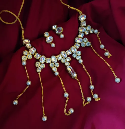 Glamaya Naira Kundan Glass Stone Necklace Earring Set 1 GLAM-CN-KS-43F3-194213-66-3