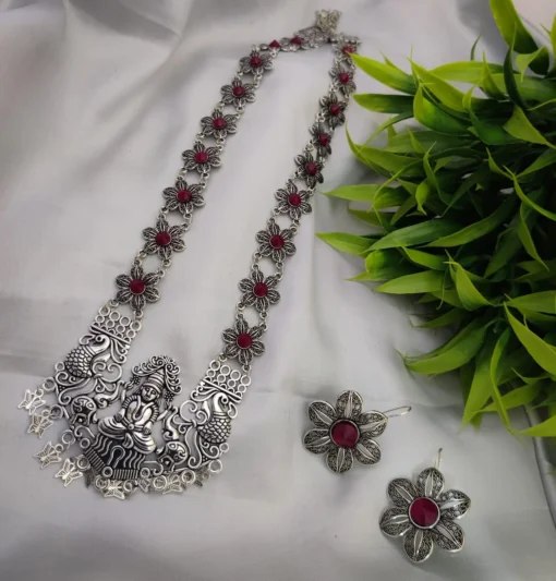 Glamaya Oxidized Long Temple Necklace Earring Set 2 GLAM-CN-OX-21F4-245312-35-7 Glamaya Oxidized Long Temple Necklace Earring Set 2 GLAM-CN-OX-21F4-245312-35-7