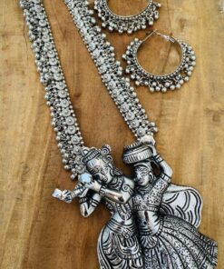 Glamaya Demanding Radha Krishna Long Necklace Earring Set 1 GLAM-CN-OX-57F5-922720-75-4