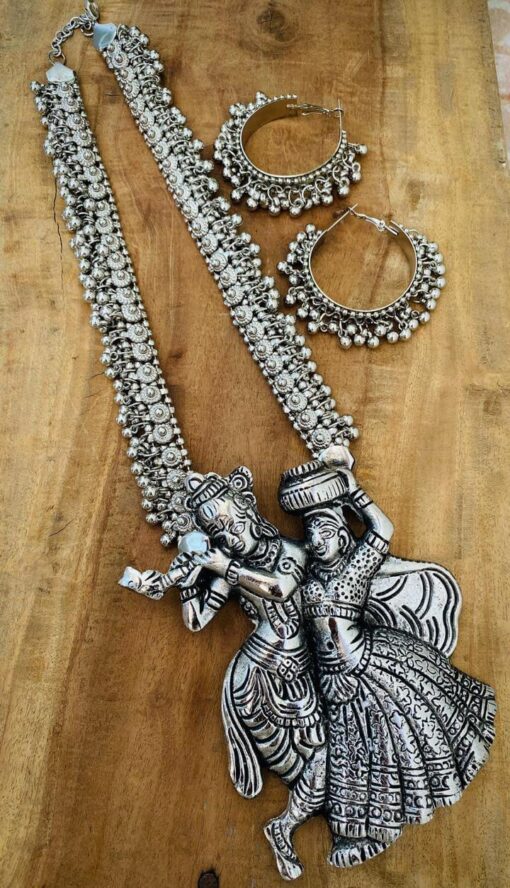 Glamaya Demanding Radha Krishna Long Necklace Earring Set 1 GLAM-CN-OX-57F5-922720-75-4