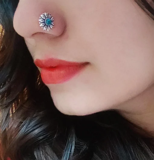 Glamaya Floral Stone Wired Nose Pin: Premium Quality Oxidised Beauty 3 GLAM-NP-ST-2F5-217498-9-2 Glamaya Floral Stone Wired Nose Pin: Premium Quality Oxidised Beauty 3 GLAM-NP-ST-2F5-217498-9-2