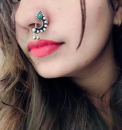 Glamaya Ethnic Maharashtrian Oxidised Nose Pin Nath – Premium Quality 3 GLAM-NP-OX-7-303554-13-5 Glamaya Ethnic Maharashtrian Oxidised Nose Pin Nath - Premium Quality 3 GLAM-NP-OX-7-303554-13-5