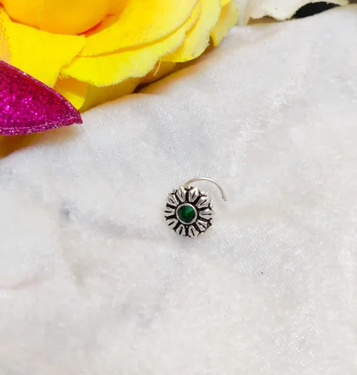 Glamaya Floral Stone Wired Nose Pin: Premium Quality Oxidised Beauty 6 GLAM-NP-ST-2F5-217498-9-2 Glamaya Floral Stone Wired Nose Pin: Premium Quality Oxidised Beauty 6 GLAM-NP-ST-2F5-217498-9-2