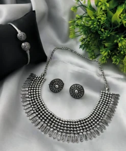 Glamaya Oxidized Choker Necklace Earring And Bracelet Combo Set 02 1 GLAM-CN-OX-31F7-254376-50-6